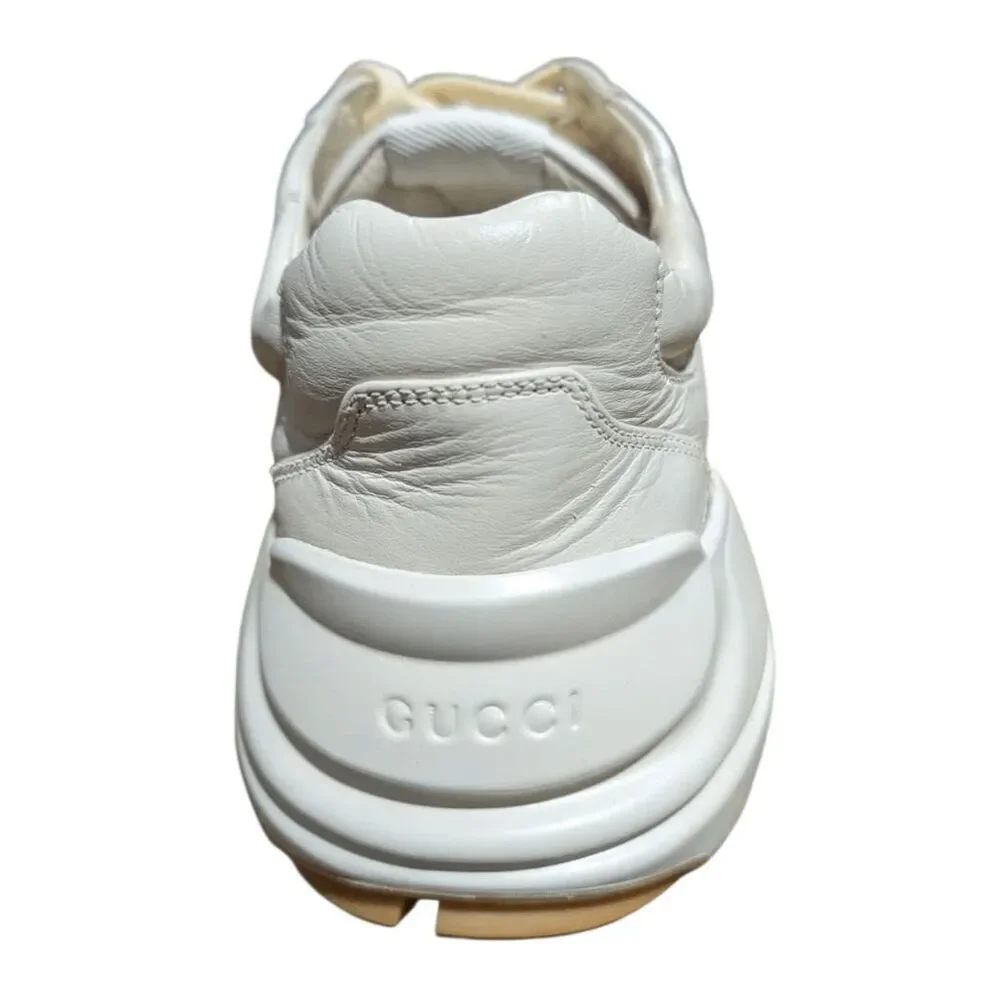 GUCCI Calfskin Interlocking G Heart Rhyton Sneakers Size 8